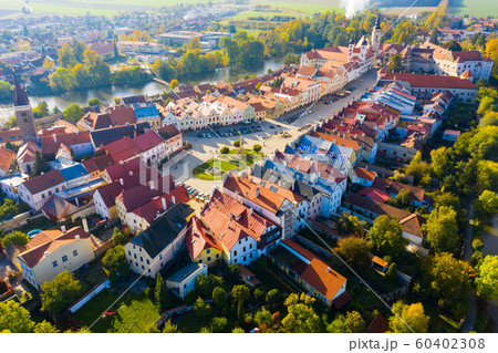 Aerial view of Czech town of Telc Aerial view of Czech town of Telc 60402308