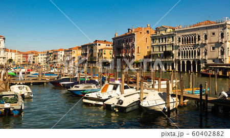 Motor boats parking in Grand Canal in Venice 60402882
