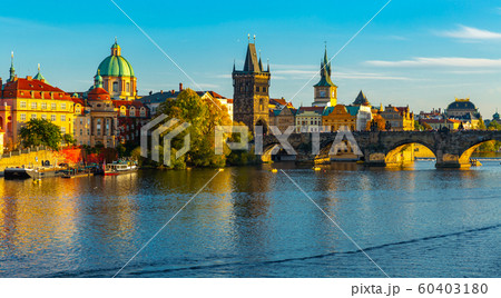 Charles Bridge and Old Town Bridge Tower in Prague, Czech Republic 60403180