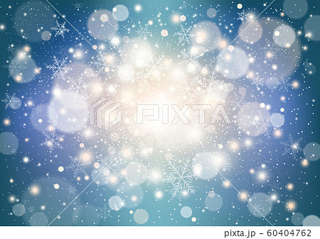 クリスマスの背景 空から降る雪の結晶とキラキラのイラスト素材