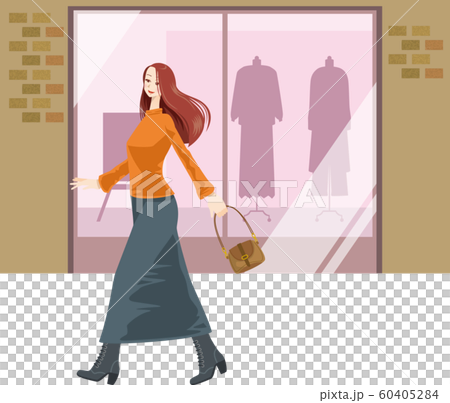 做櫥窗購物的一個少婦的圖像例證 60405284