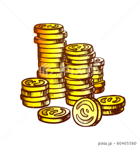 Coins Pile Stacked, Metal Money Monochrome Vector Coins Pile Stacked, Metal Money Monochrome Vector 60405560