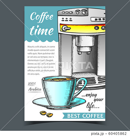 Espresso Machine Front View And Cup Banner Vector Espresso Machine Front View And Cup Banner Vector 60405862