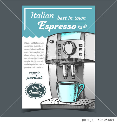 Coffee Automatic Machine With Cup Poster Vector Coffee Automatic Machine With Cup Poster Vector 60405864