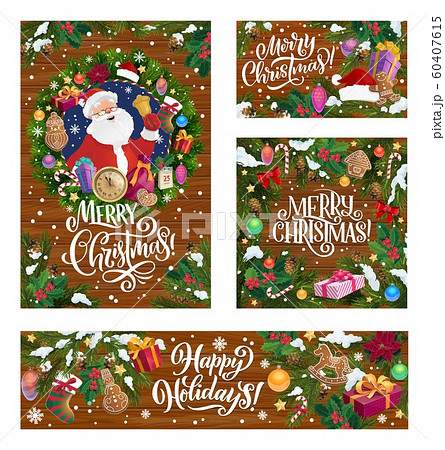 Merry Christmas winter holiday Santa gifts 60407615
