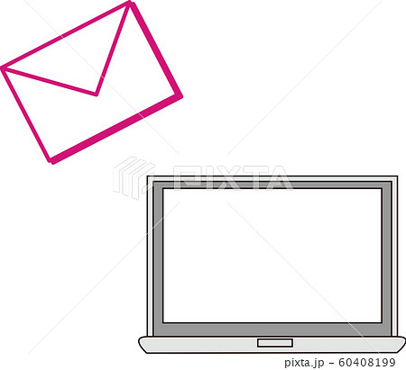 ノートパソコン メール シンプル スタイリッシュ 可愛い 受信 送信のイラスト素材