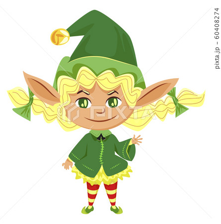 Female Santa Helper or Elf Girl Isolated Character 60408274