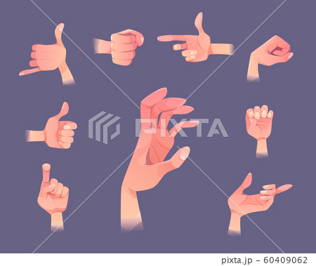 Hand gestures in different positions set isolated 60409062