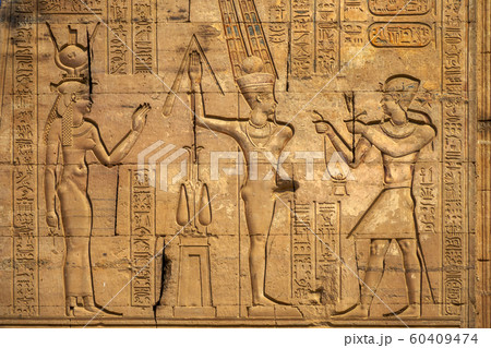 Hieroglyphic carvings in ancient temple 60409474