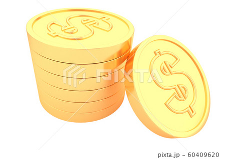Pile of gold coins on white background.3D rendering. Pile of gold coins on white background.3D rendering. 60409620