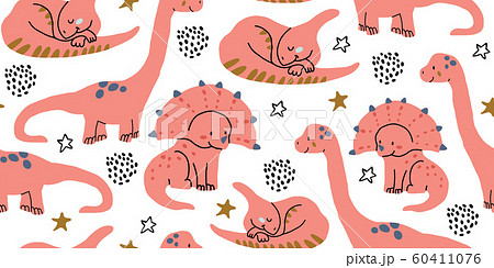 Scandinavian dino dinosaur seamless pattern Scandinavian dino dinosaur seamless pattern 60411076