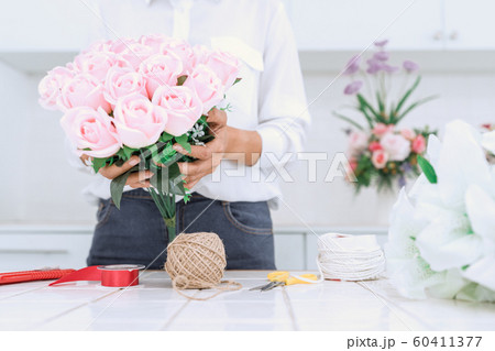 young women business owner florist making or 60411377