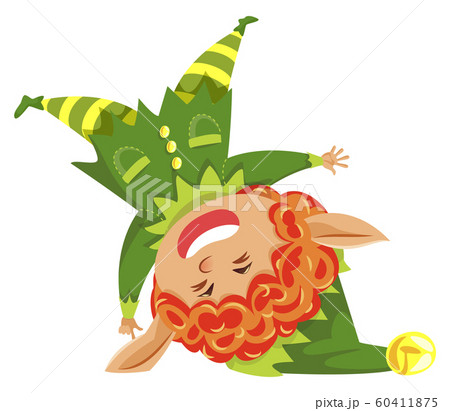 Christmas Card with Funny Elf Tumbling Vector Christmas Card with Funny Elf Tumbling Vector 60411875