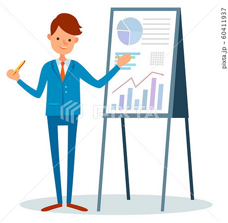 Male with Pointer Presenting Report, Isolated Man 60411937