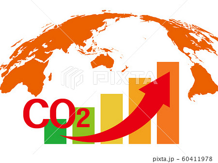 二酸化炭素増加による地球温暖化イラストのイラスト素材