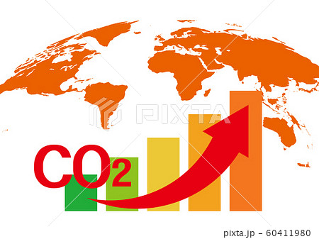 二酸化炭素増加による地球温暖化イラストのイラスト素材