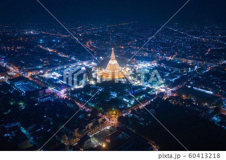 Aerial top view of Phra Pathommachedi temple at 60413218