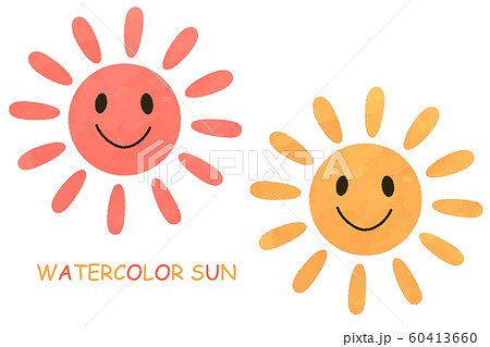 手描き水彩風の太陽イラスト ニコニコ顔 のイラスト素材 60413660