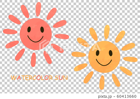 手描き水彩風の太陽イラスト ニコニコ顔 のイラスト素材 60413660