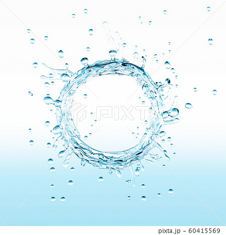 飛散する水滴と水の輪のイラストcgのイラスト素材