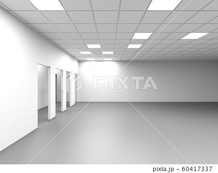 Office room with white walls and blank doorways 60417337