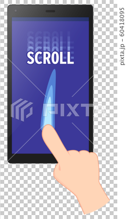 スマホをスクロールするイラスト 画面サイズ16 9のイラスト素材