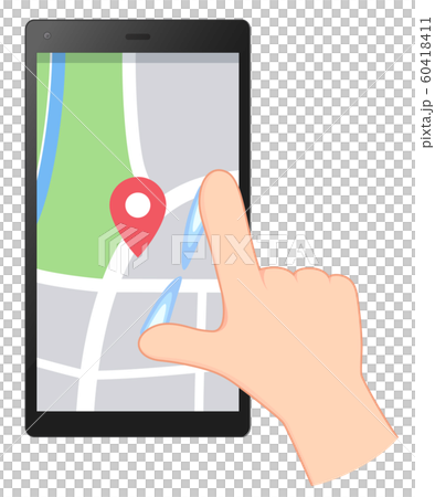 地図アプリを拡大するイラスト 画面サイズ16 9のイラスト素材