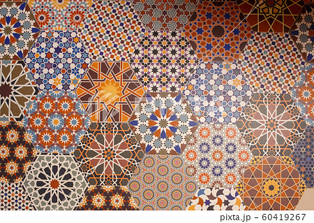 Ceramic tiles texture and background, hexagonal patterns 60419267
