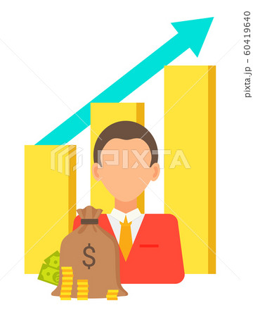Portrait of Male Person and Bag with Money Coins Portrait of Male Person and Bag with Money Coins 60419640