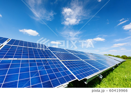 Solar panel on blue sky background Solar panel on blue sky background 60419966