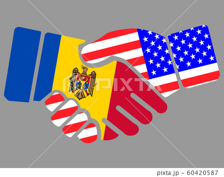 Moldova and USA flags Handshake vector 60420587