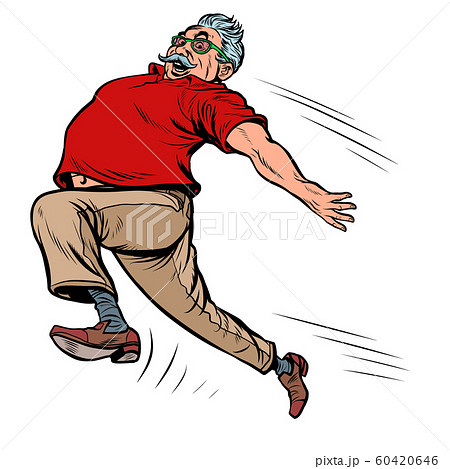 old man running cartoon