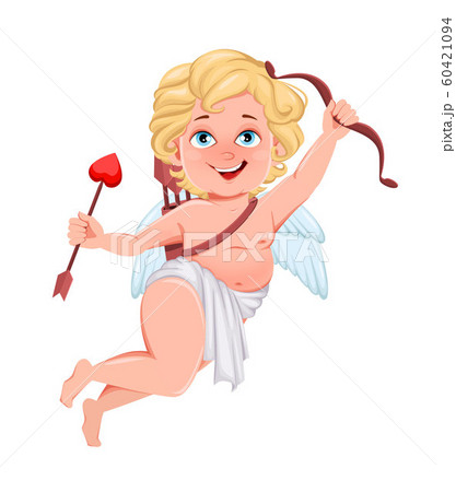 Funny Cupid with bow and love arrow 60421094
