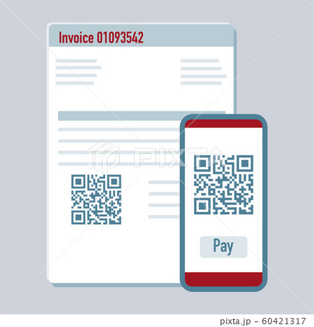 Phone scan qr code for payment invoice Vector 60421317