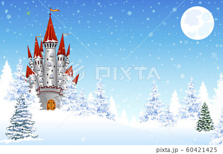 Castle in the snow night forest Castle in the snow night forest 60421425