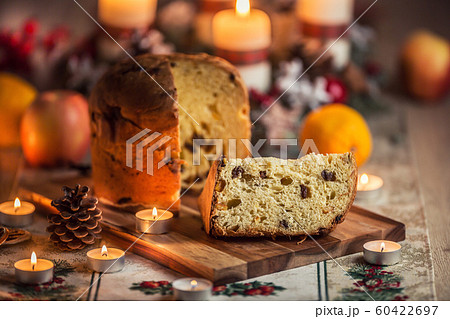 Delicious panettone on christmas table wit 60422697