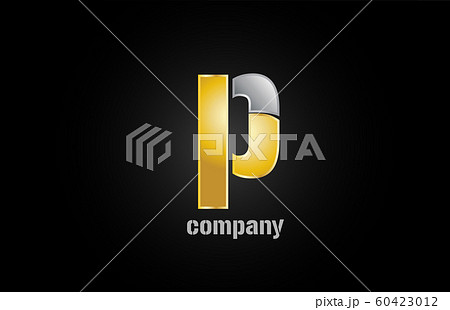 gold silver metal logo p alphabet letter designのイラスト素材 [60423012] - PIXTA