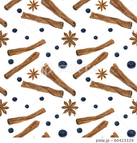 Christmas hot drink spices watercolor seamless 60423329