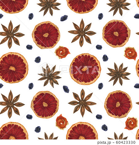Christmas hot wine vibrant watercolor seamless 60423330