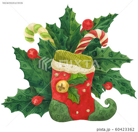 Christmas holly bouquet with elf stocking and Christmas holly bouquet with elf stocking and 60423362