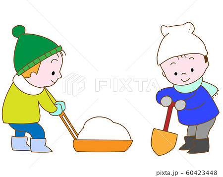 雪かき作業のイラスト素材