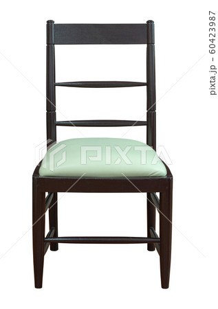Front View of Wooden Chair with Leather Seat Front View of Wooden Chair with Leather Seat 60423987