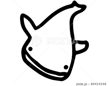 動物の線画 ジンベエザメのイラスト素材