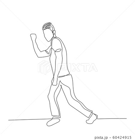 Continuous one line dancing man with fashion hairstyle in creative dance pose. Vector . 60424915