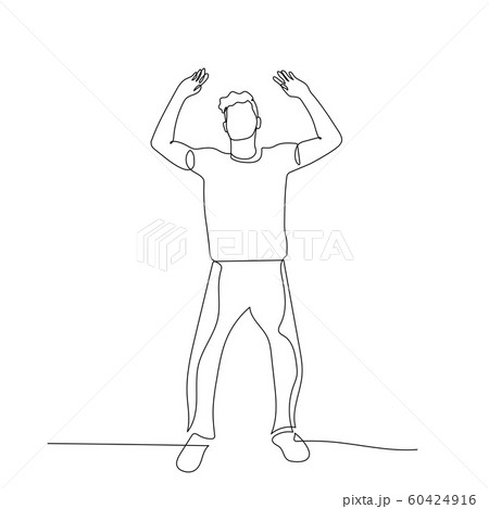Continuous one line dancing man relaxes. Vector . 60424916