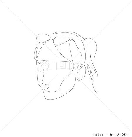 Continuous one line woman with glasses. Vector illustration. 60425000
