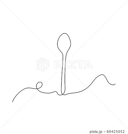 Continuous one line drawing spoon. Vector stock illustration. 60425052