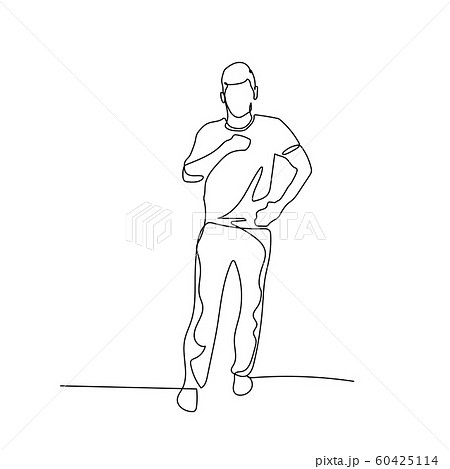 Continuous one line man stand and explain. Stock illustration. 60425114