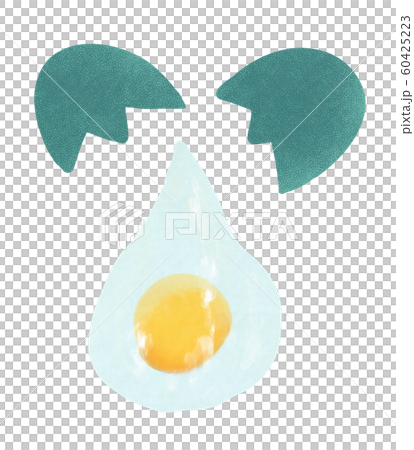 Pakari and a turquoise egg split in two and a falling raw egg 60425223