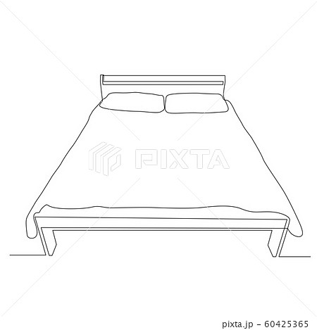 Continuous one line sleeping bed. Vector illustration. 60425365